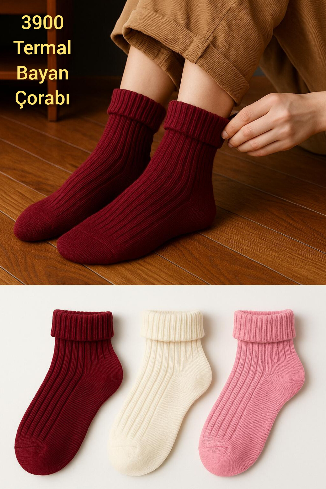 Bayan Termal Kıvrık Çorap