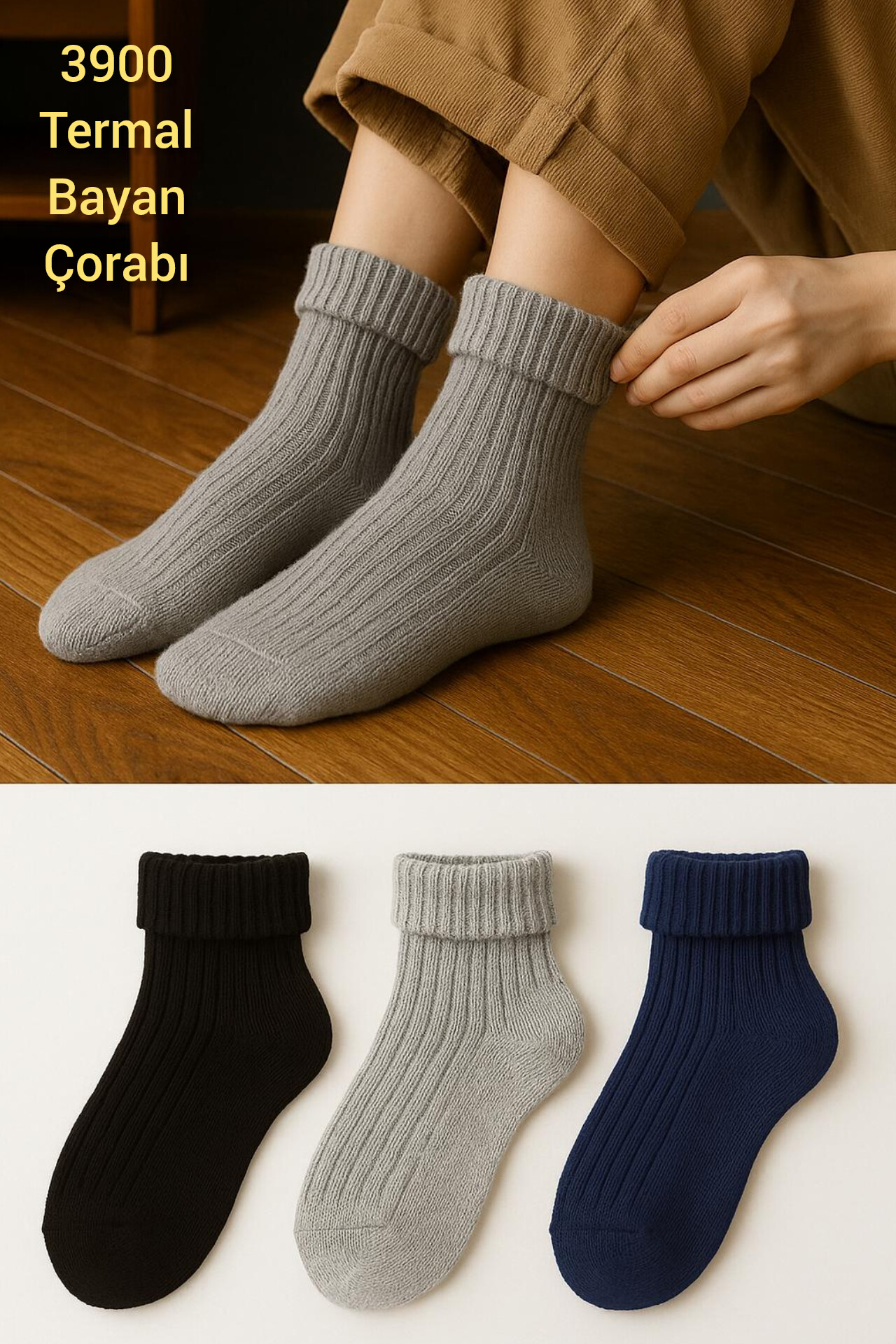 Bayan Termal Kıvrık Çorap