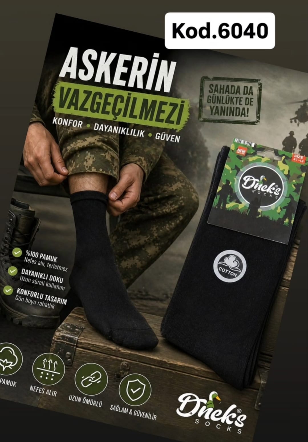 Erkek Cotton Asker Çorap